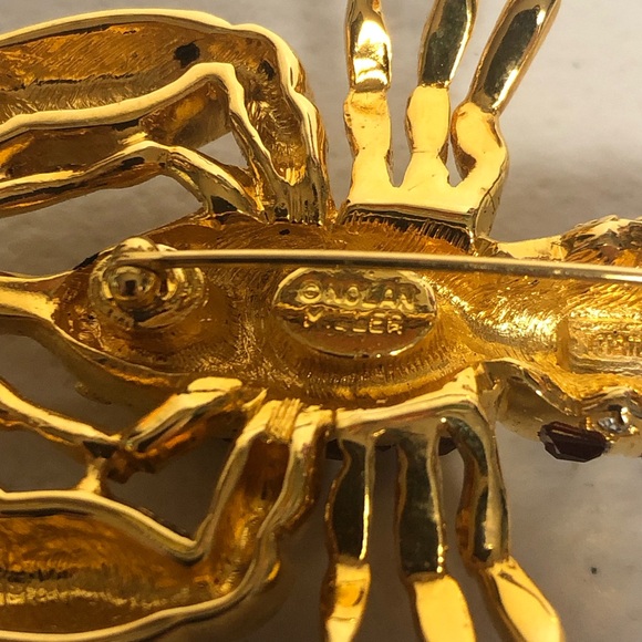 Nolan Miller Red Ruby Lobster Brooch Pin Crystal Rhinestones - Picture 7 of 9